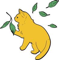 A cartoon cat with leaves on it's head vector