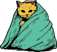 A cat wrapped in a blanket vector
