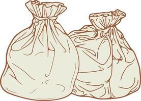 Two bags of garbage on a white background vector