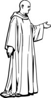 A monk in robes standing with his hands out vector
