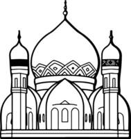 A mosque with domes and minarets coloring page vector
