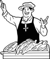 A butcher with a knife and fork vector