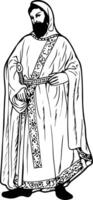A man in a robe and cloak holding a sword vector