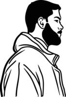 A man with a beard and hoodie is standing in profile vector