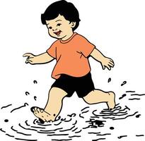 A boy splashing in a stream vector