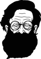 A black and white drawing of a man with glasses and a beard vector