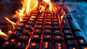 A close up of a computer keyboard on fire video