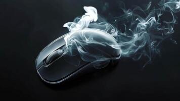 A computer mouse with smoke coming out of it video