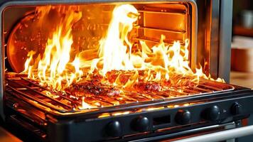 A close up of a grill with a fire inside of it video