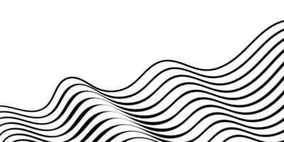 Illustration of the pattern of black wave lines on white background. vector