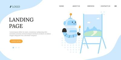 Artificial intelligence robot landing page vector