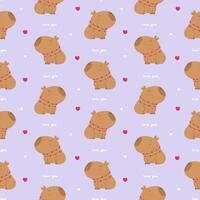 Seamless pattern with cute lovely capybara vector