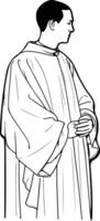A man in a robe is standing in front of a white background vector