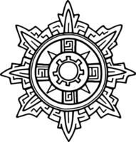 Mayan or Incan Symbol of a Sun or Star outline vector