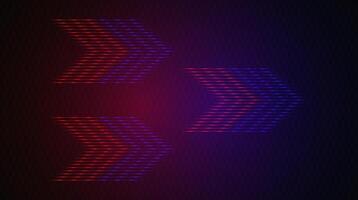 Modern abstract arrows moving at high speed. Technology movement. Colorful dynamic movement. Abstract red and blue neon lines arranged in a zigzag formation on a dark background vector