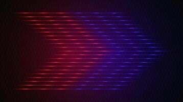 Modern abstract arrows moving at high speed. Technology movement. Colorful dynamic movement. Abstract red and blue neon lines arranged in a zigzag formation on a dark background vector