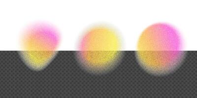 Set of gradient noise gradation in round shapes. Abstract colorful watercolor grainy blur mesh isolated on transparent. Circle shape . Gradient aura with noise effect. eps10 illustration. vector