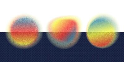 Set abstract blurry shapes with soft edges and noise effect. Round silhouette shapes with dot blur effect, modern collection of eps10 graphic elements on transparent background. vector