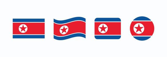 North Korea flag. Set of North Korea Flags Collection. vector