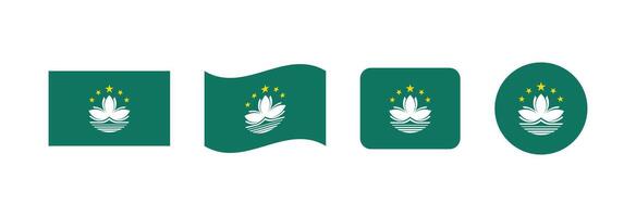 Macau flag. Set of Macau Flags Collection. vector