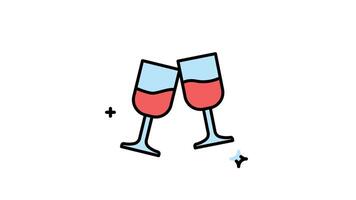 Animated two glasses toasting with red liquid, perfect for celebratory occasions, dinner parties, beverage related events, and romantic settings video