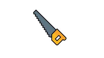 Animated handsaw with yellow handle and serrated blade, a useful tool for woodworking projects and DIY home renovations video