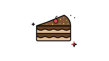 Animated chocolate cake slice with three layers and a cherry on top. Perfect for bakery websites, dessert menus, food blogs, and social media posts video