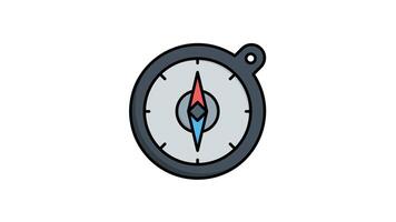 Animated compass with red and blue arrow pointing north. Perfect for navigation, travel, direction, adventure, exploration, and discovery themes video