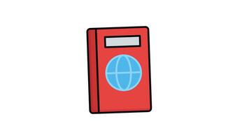 Animated red passport design with globe motif and blank info spaces. Suitable for travel documentation, tourism concepts, global identity themes video