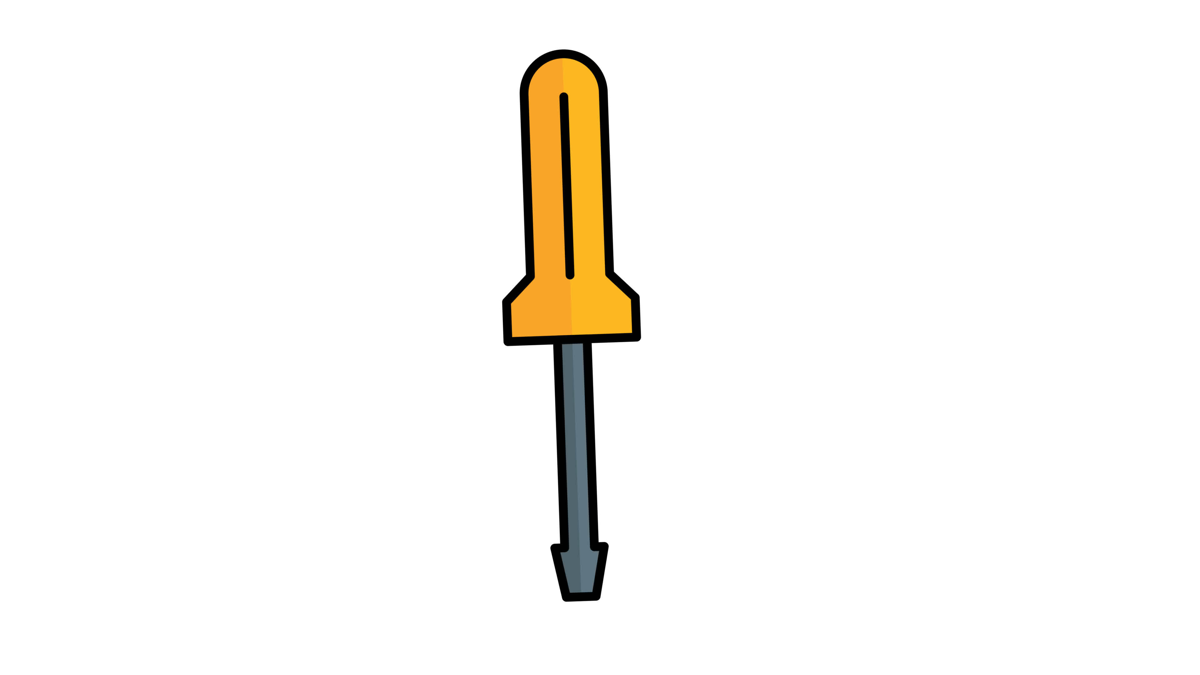 Animated yellow handle screwdriver with a black shaft and a pointed tip ...