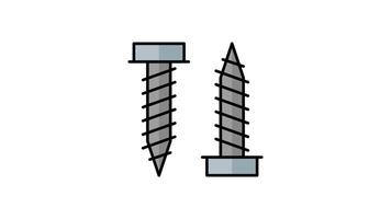 animerad två skruvar med annorlunda huvud stilar och trådar. bra för illustrerar hårdvara jämförelser eller diy projekt Handledningar. mångsidig visuell video