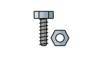 Animated metal screw with a hexagonal nut suitable for industrial, construction, or machinery concepts in stock photos and design projects video