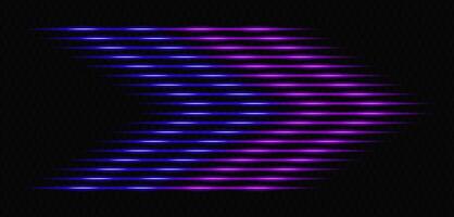Modern abstract arrows moving at high speed. Technology movement. Colorful dynamic movement. Abstract purple and blue neon lines arranged in a zigzag formation on a dark background vector
