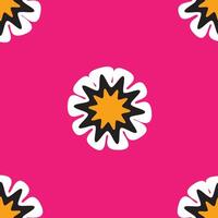Seamless pattern of geometric flowers on pink background vector