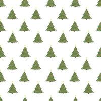 Christmas tree seamless pattern on white background. Simple print for wallpaper or wrapping or holiday textile vector