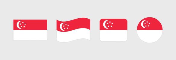Singapore flag. Set of Singapore Flags Collection. vector