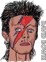 David bowie's face drawn by a cartoonist vector