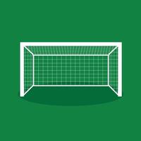 Soccer goal with net on green background. vector