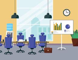 Workplace in an office with a large window. vector