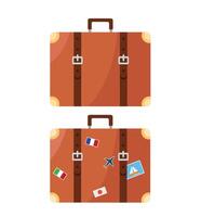 Suitcase icon. Suitcase stickers from different countries. vector