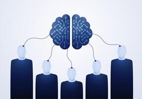 Concept of artificial intelligence training using human knowledge. vector