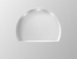 Empty round niche in the wall with lighting, showcase or stand in minimalist style. vector