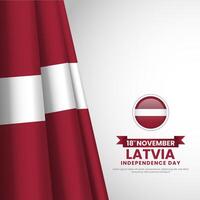 Latvia Independence Day simple square banner background. Waving Latvian flag on white background vector