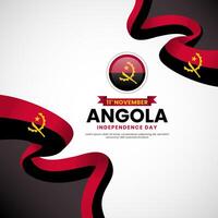 Angola independence day waving ribbon flag square banner background design with blank space area vector