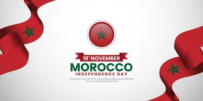 Morocco independence day Waving ribbon flag banner background with copyspace area template vector