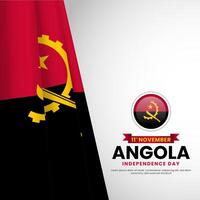 Angola independence day with waving realistic flag for greeting card, banner background design vector