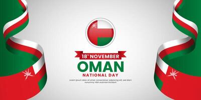 Oman waving ribbon flag for independence day banner background design with blank space area vector