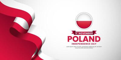 Poland Waving ribbon flag for independence day background design template with blank space area vector