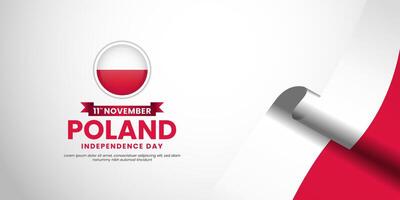 Poland independence day banner background 11th of November design element with realistic waving flag vector