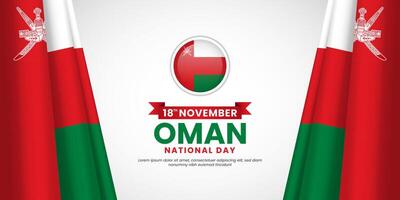 Oman national day November 18 banner background with waving flag and copy space area vector
